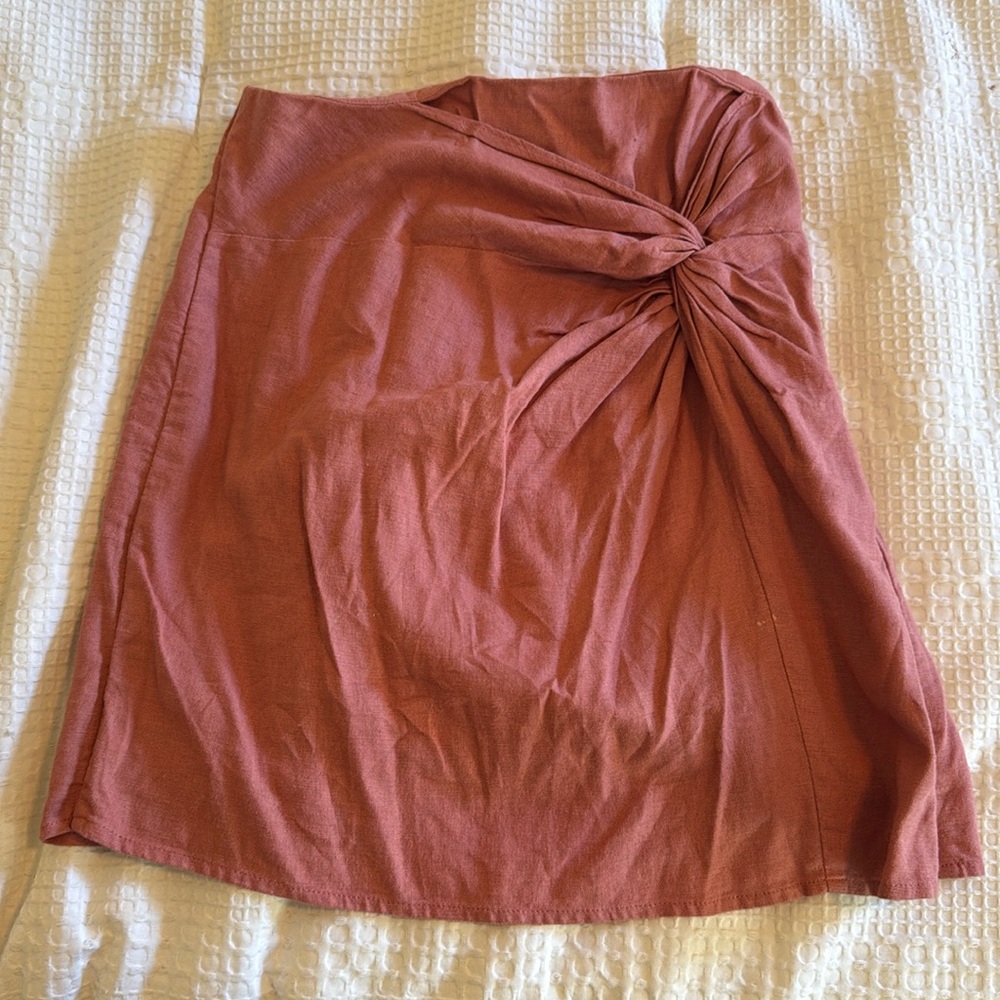 Knotted Linen Mini Skirt
